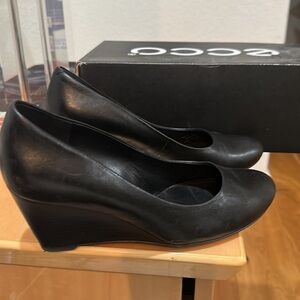 Ecco Black Wedge Shoes